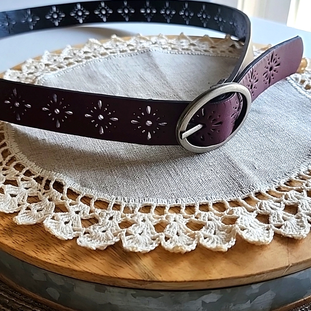 Maroon leather belt